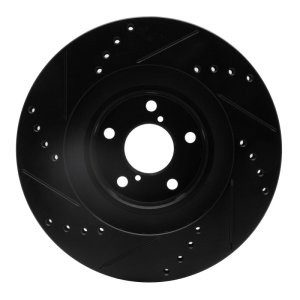 Saab 9-2X Brake Rotor (1) - Front Right - R1 Concepts - Drilled & Slotted - Black - `01-`08